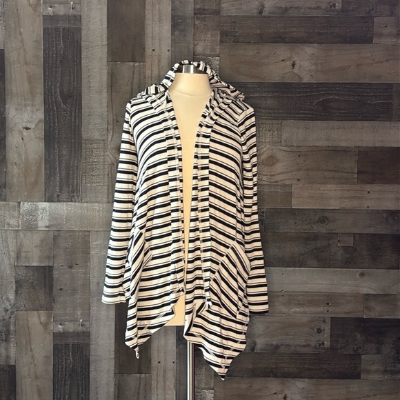 Anthropologie Splendid cascading cardigan small hoodie stripes whimsigoth fall - Picture 7 of 13